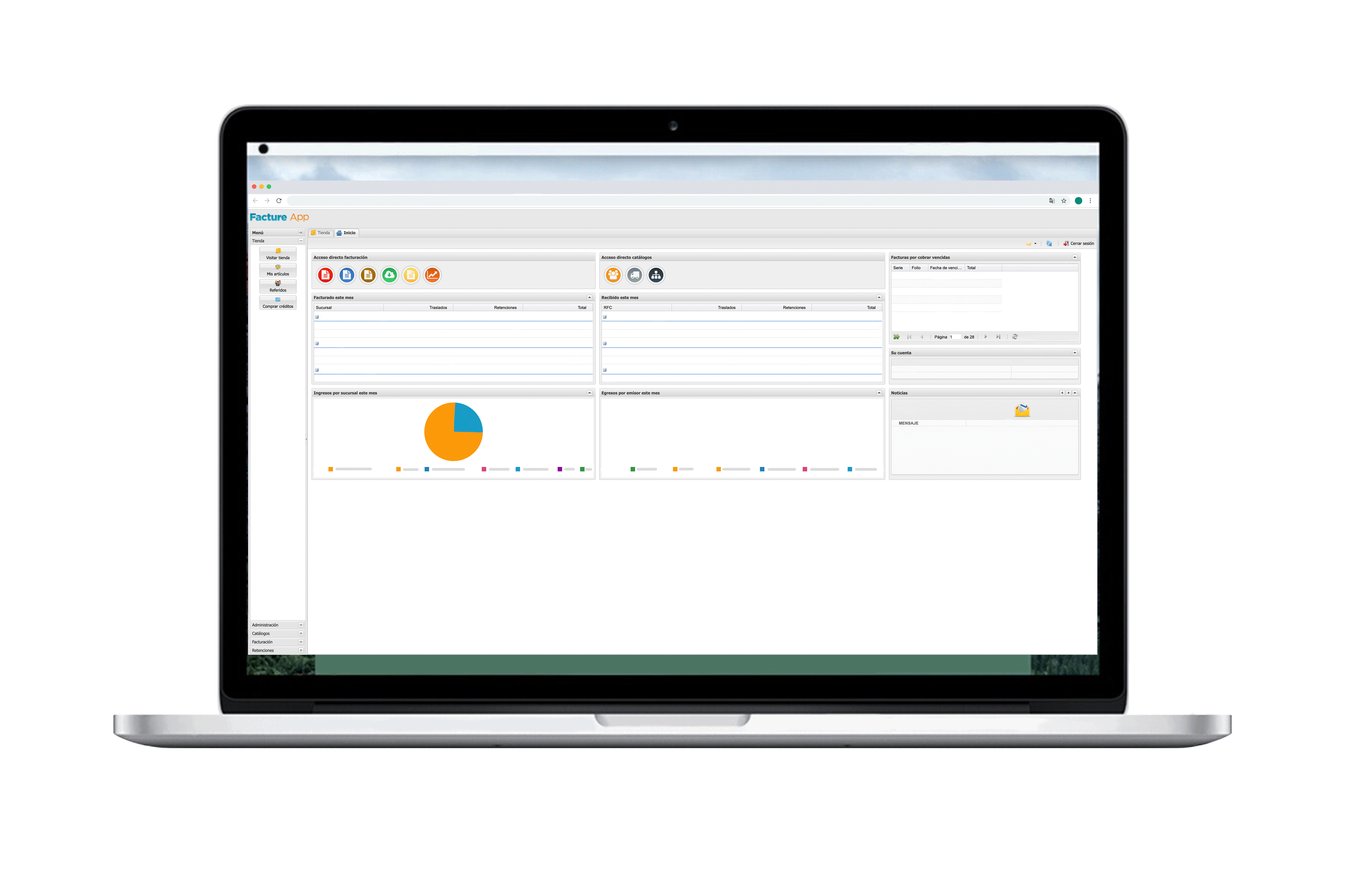 Pantallainicio Facture App