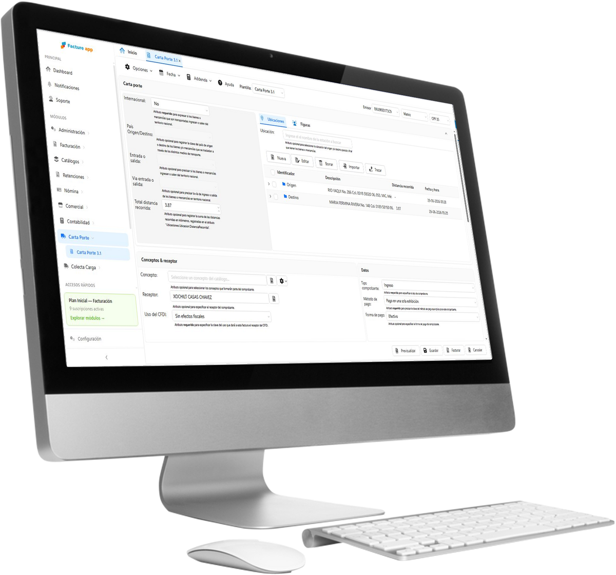 Complemento Carta Porte 3.1 en Facture app desde la computadora
